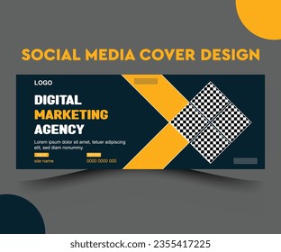 Facebook cover design with creative shape or web banner for digital marketing business. 