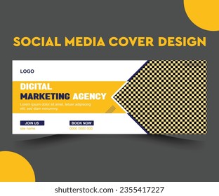 Facebook cover design with creative shape or web banner for digital marketing business. 