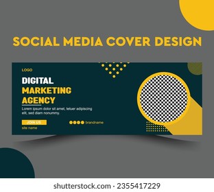 Facebook cover design with creative shape or web banner for digital marketing business. 