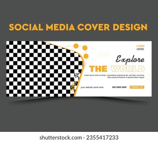 Facebook cover design with creative shape or web banner for digital marketing business. 