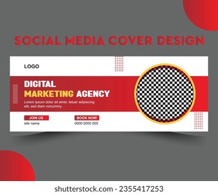 Facebook cover design with creative shape or web banner for digital marketing business. 