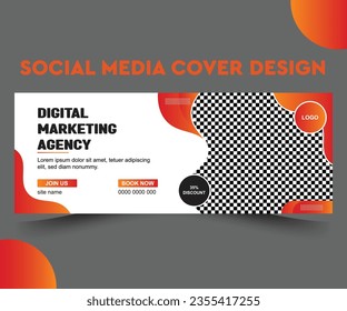 Facebook cover design with creative shape or web banner for digital marketing business. 