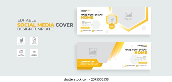 Facebook Cover Design For Real Estate. Social Media Cover Design Vector, Template, Abstract