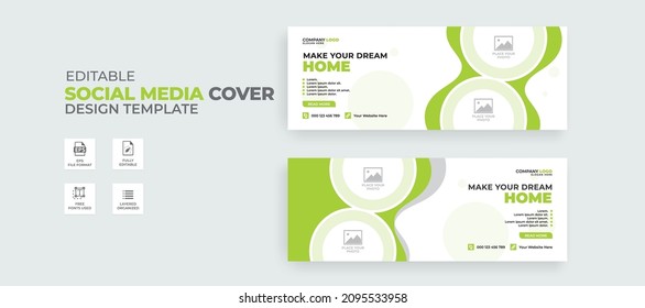 Facebook Cover Design For Real Estate. Social Media Cover Design Vector, Template, Abstract