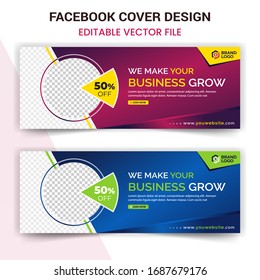 Facebook Cover Design Template vector eps file with edtiable format, colorful look and modern style