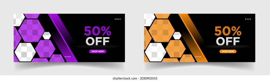 Facebook cover. Flash sale social media banner design. Abstract banner design for ads, social media, banner fashion sale background. Facebook cover photo design. Black Friday sale. poster, ad. _JM