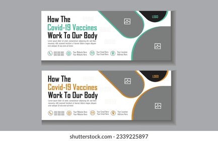 Facebook cover header banner design, medical services covid19 vaccine protect yourself from coronavirus(COVID-19), modern and creative social media post design medical health care social media templat