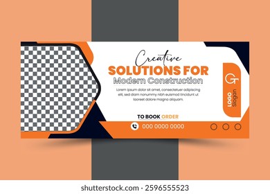 Facebook Cover page design; Banner post, Facebook Banner Template, clean minimal and elegant template design, Construction Banner Design, Facebook cover for construction design