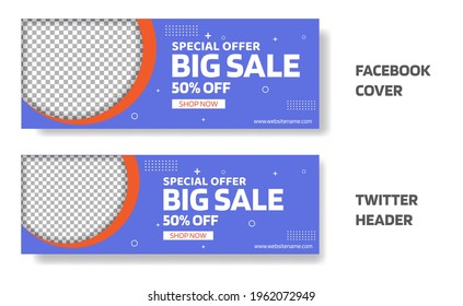 Facebook Cover And Twitter Header Social Media Template. Vector Illustration