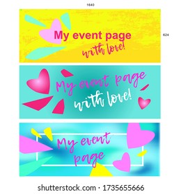 Facebook cover vector, Facebook logo, vector shapes, heart vector, gradient background, Facebook cover, Instagram post