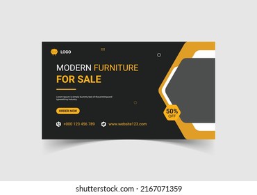 Facebook Cover Or Web Banner With Minimal Design And Home Furniture