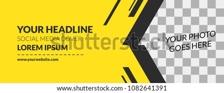 Facebook Cover Web Banner Social Media Yellow Design Stripe Template Vector