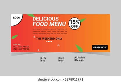 facebook food banner and food menu cover template
