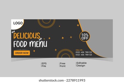 facebook food banner and food menu cover template