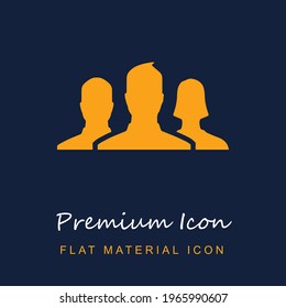 Grupo de Facebook material premium ui ux icono vector aislado en colores azul marino y naranja