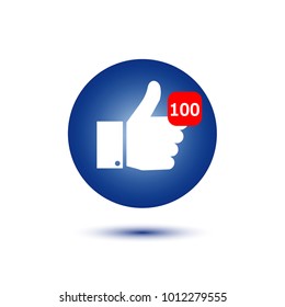 Facebook icon. Vector facebook Like icon on blue circle