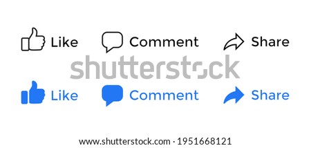 Facebook Like, Comment, Share of Social Media Icons. Vector Illustration