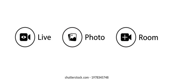 Facebook Live, Photo, Room Button Icon Vector Of Social Media Elements