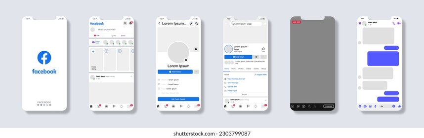 Facebook. Facebook mockup. Facebook mobile App interface template on Apple Iphone mockup. Mockup page template. Editorial vector illustration. Rivne, Ukraine - April 13, 2021