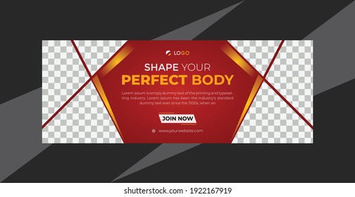 facebook page cover banner for gym and fitness training or social media web banner creative design template