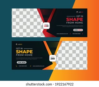 facebook page cover banner for gym and fitness training or social media web banner creative design template