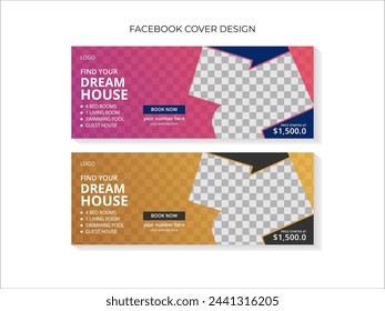 Facebook real estate cover template: a sleek and contemporary house sale Template for a Facebook cover banner