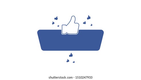 Facebook thumb up like symbol blue new black vector illustration banner approved recommended with thumbs up hand finger up symbol