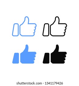 Facebook Thumbs up and heart icon on a white background. Vector illustration