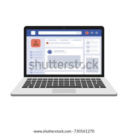 facebook web page, concept of Social Page Interface on the laptop macbook, social media vector illustration