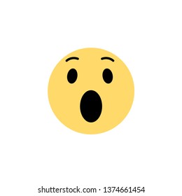 Facebook wow emoji.Social media surprised, shocked face icon isolated.Cartoon face.