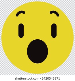 Facebook wow emoji.Social media surprised, shocked face icon isolated.Cartoon face.