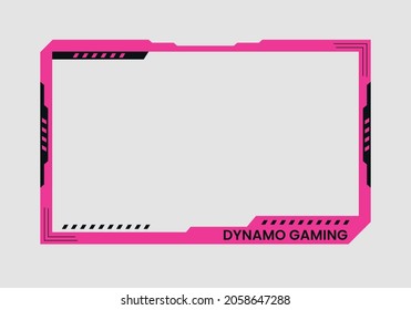 facecam overlay pink live Streaming screen panel  design template neon theme. Live video, online stream futuristic technology style. Abstract digital user interface. Live streaming button.	