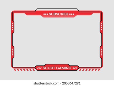 facecam overlay red live Streaming screen panel  design template neon theme. Live video, online stream futuristic technology style. Abstract digital user interface. Live streaming button.	