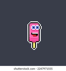 faced ice cream in pixel art style