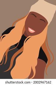 Faceless abstract portraits of international woman model in vector illustration. Minimalist vector illustration, isolated on a plain background. Suitable for fashion poster and make up background. 