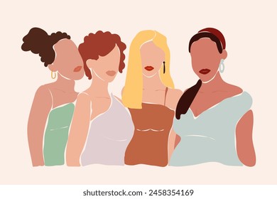Faceless abstract women of different group