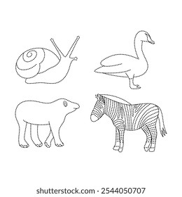 Conjunto de línea de rastreo de animales sin rostro