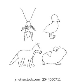 Conjunto de línea de rastreo de animales sin rostro