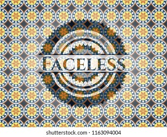 Faceless arabesque emblem. arabic decoration.