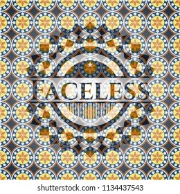 Faceless arabic emblem. Arabesque decoration.