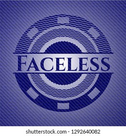 Faceless badge with denim background