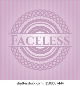 Faceless badge with pink background