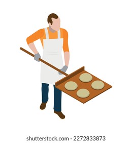 Faceless baker male character isometric icon vector illustration