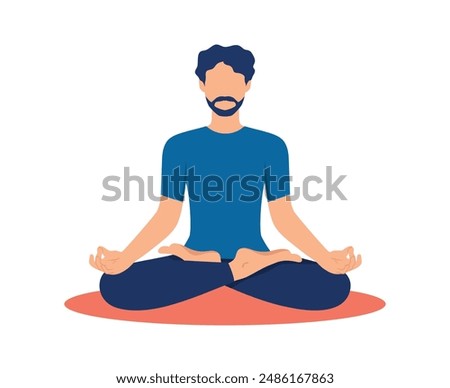 Similar – Image, Stock Photo Faceless man in lotus posture during rehabilitation session
