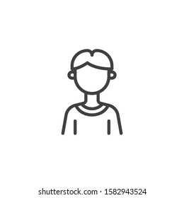 Faceless boy avatar line icon. Male user profile linear style sign for mobile concept and web design. Young man person outline vector icon. People avatar symbol, logo illustration. Vector graphics