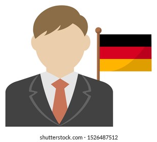 Faceless business man with national flags / Germany . Flat vector illustration. 