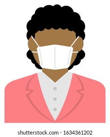 Faceless business person (female / upper body) wearing a mask vector illustration / Coronavirus (influenza  hay fever etc.)  prevention.