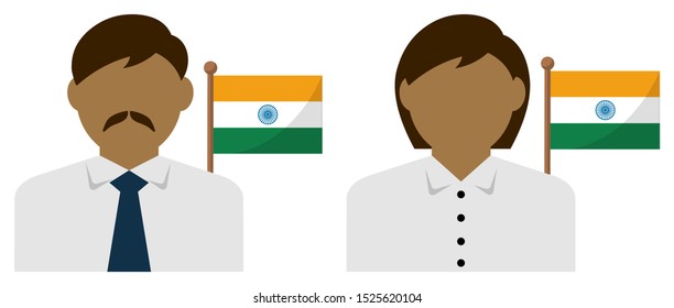 Faceless business person with national flags / India. Flat vector illustration. 