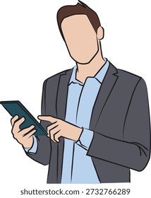 Usando Smartphone Flat Illustration, estilo adequado para comunicação empresarial, tecnologia móvel, marketing digital, serviços on-line, apresentações corporativas, conceitos de interface de aplicativo e temas de estilo de vida profissional