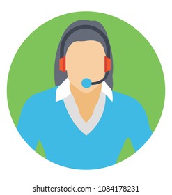 
A faceless call operator of call center, concept of customer service flat icon
